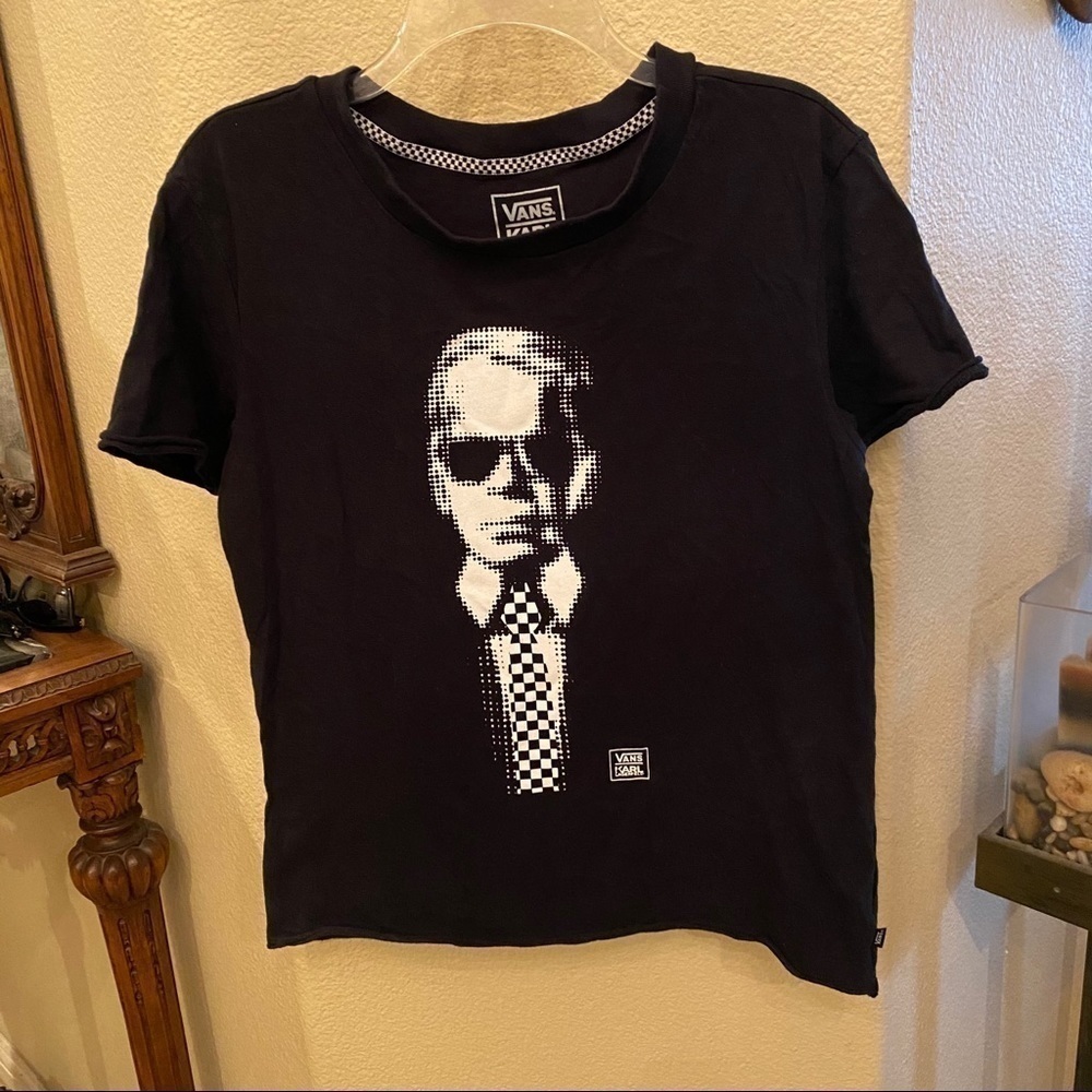 VANS Karl Lagerfeld Graphic Black T-Shirt Size Small